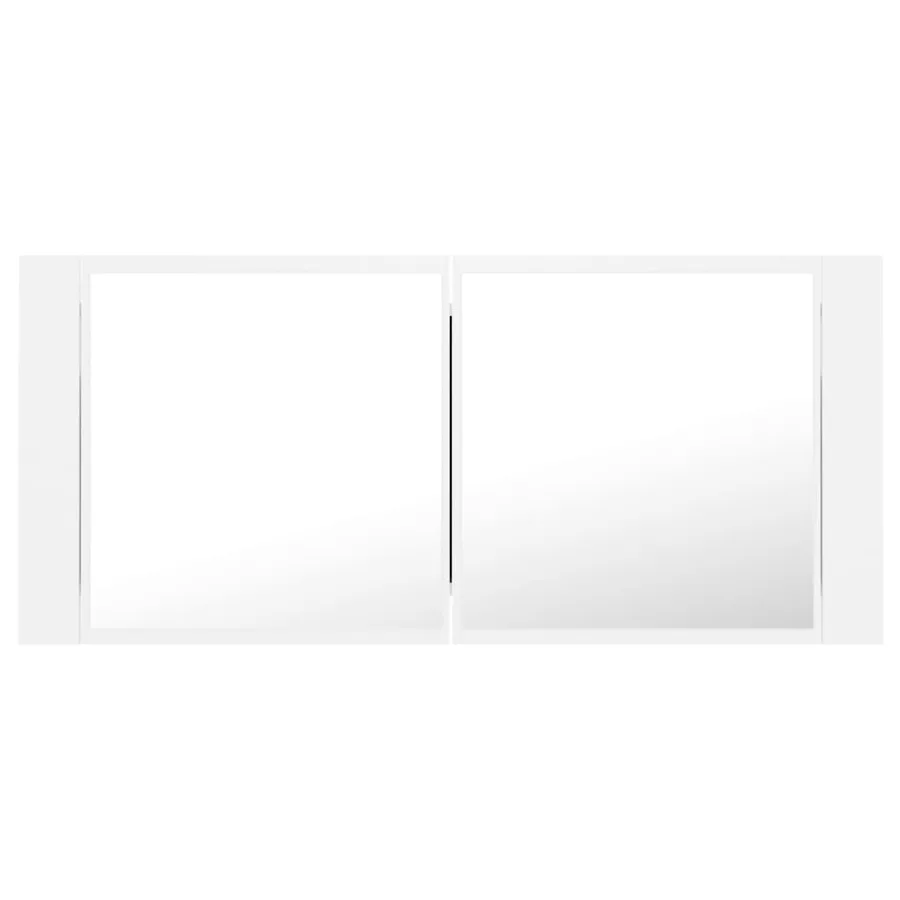 Armoire salle de bain à miroir LED Blanc 100x12x45 cm Acrylique - 4
