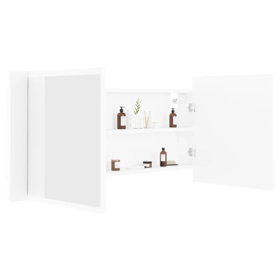 Armoire salle de bain à miroir LED Blanc 100x12x45 cm Acrylique - 6