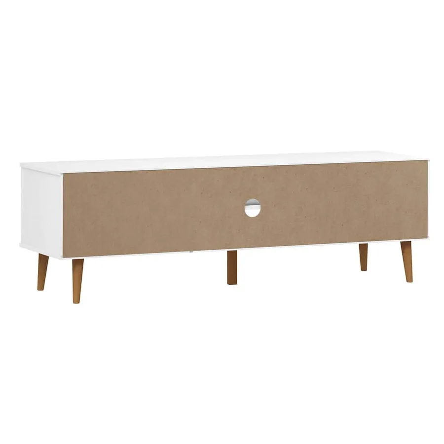 Meuble TV MOLDE Blanc 158x40x49 cm Bois de pin massif - 9