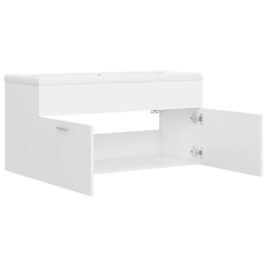 Armoire d'évier avec lavabo intégré Blanc Aggloméré - 10