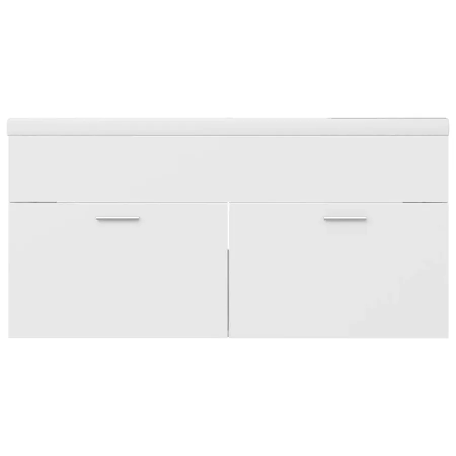 Armoire d'évier avec lavabo intégré Blanc Aggloméré - 8