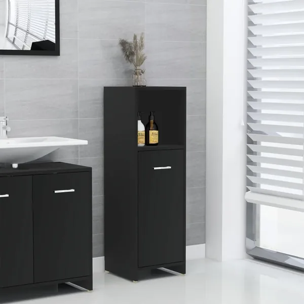 Armoire de salle de bain Noir 30x30x95 cm Bois d'ingénierie