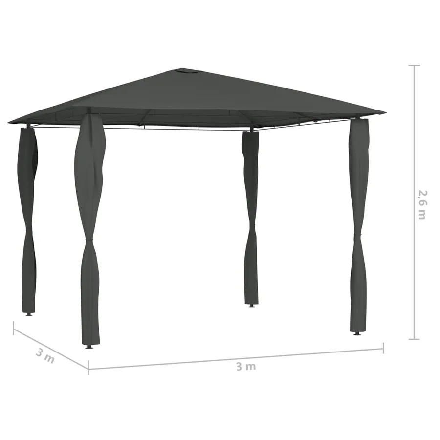 Belvédère à revêtement de poteaux 3x3x2,6 m Anthracite 160 g/m² - 4