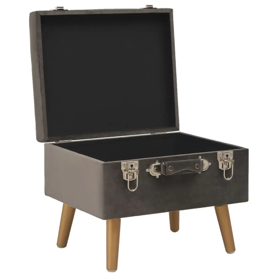 Tabouret de rangement 40 cm Gris Velours - 3