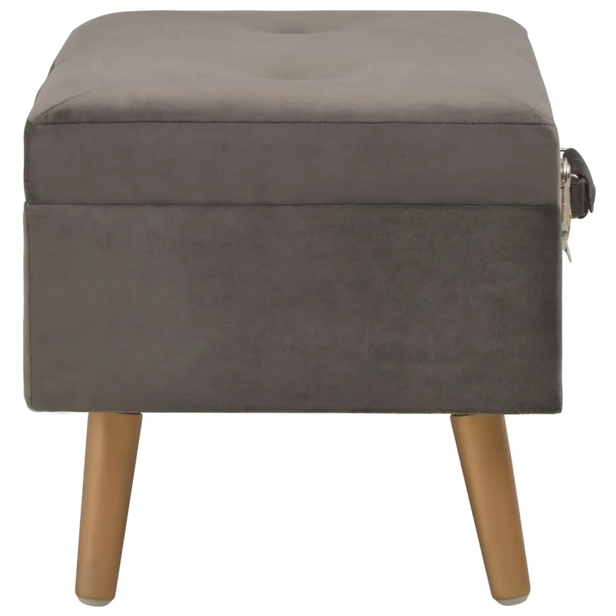 Tabouret de rangement 40 cm Gris Velours - 4