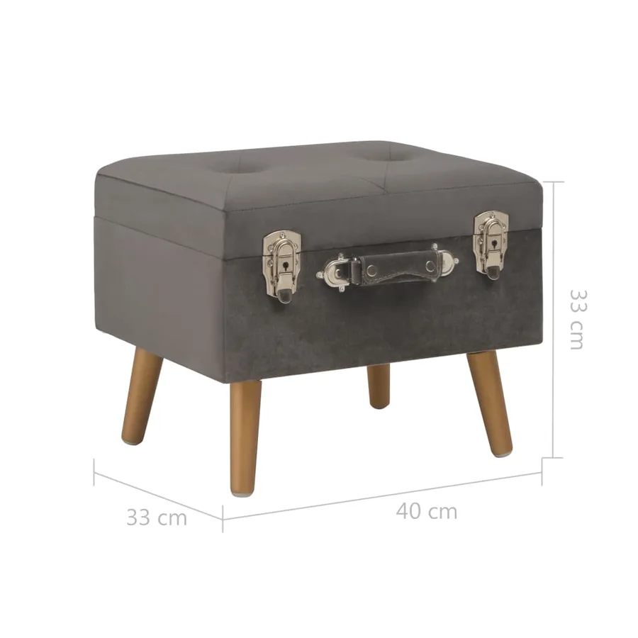 Tabouret de rangement 40 cm Gris Velours - 9