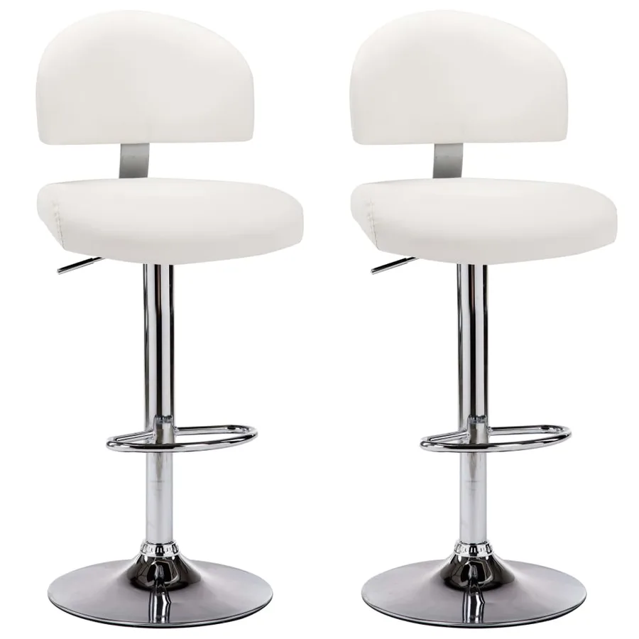 Tabourets de bar lot de 2 blanc similicuir - 2