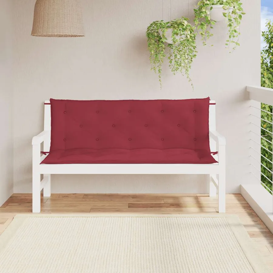 Coussin de banc de jardin rouge bordeaux tissu oxford - 4