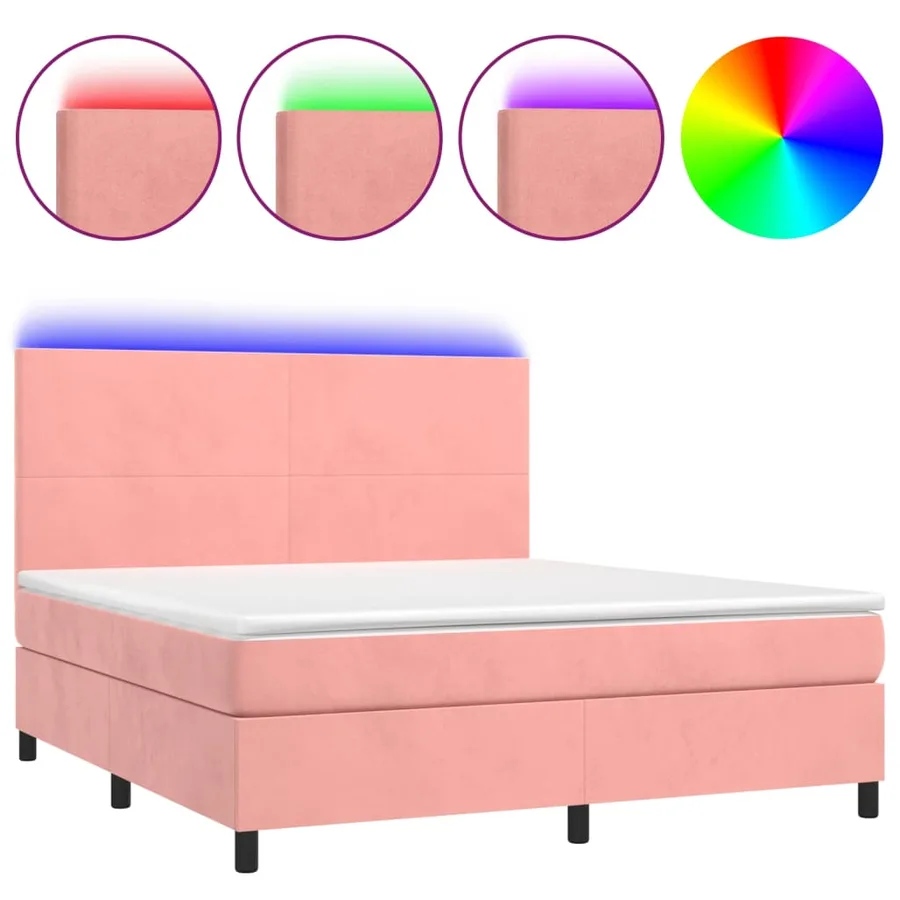 Sommier à lattes de lit et matelas LED Rose 160x200 cm Velours - 2