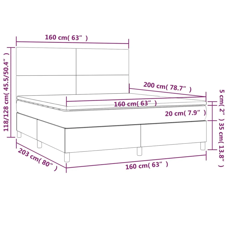 Sommier à lattes de lit et matelas LED Rose 160x200 cm Velours - 8