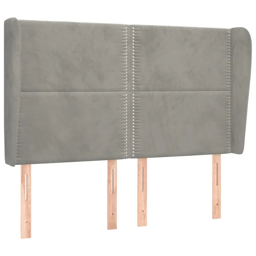 Tête de lit avec oreilles Gris clair 147x23x118/128 cm Velours - 2