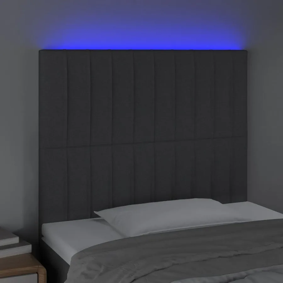 Tête de lit à LED Gris foncé 100x5x118/128 cm Tissu - 3