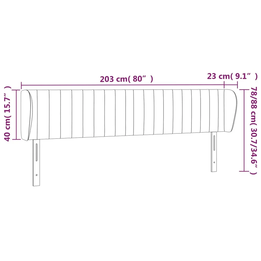 Tête de lit avec oreilles Gris foncé 203x23x78/88 cm Tissu - 9