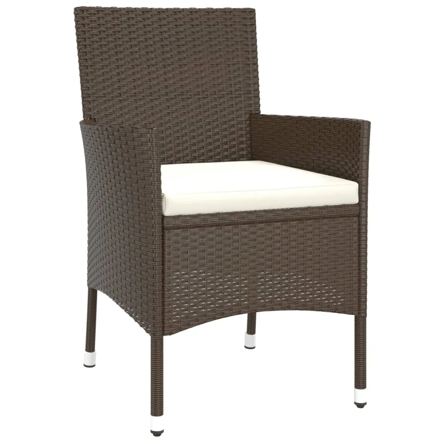 Ensemble à manger de jardin et coussins 9 pcs marron poly rotin - 5