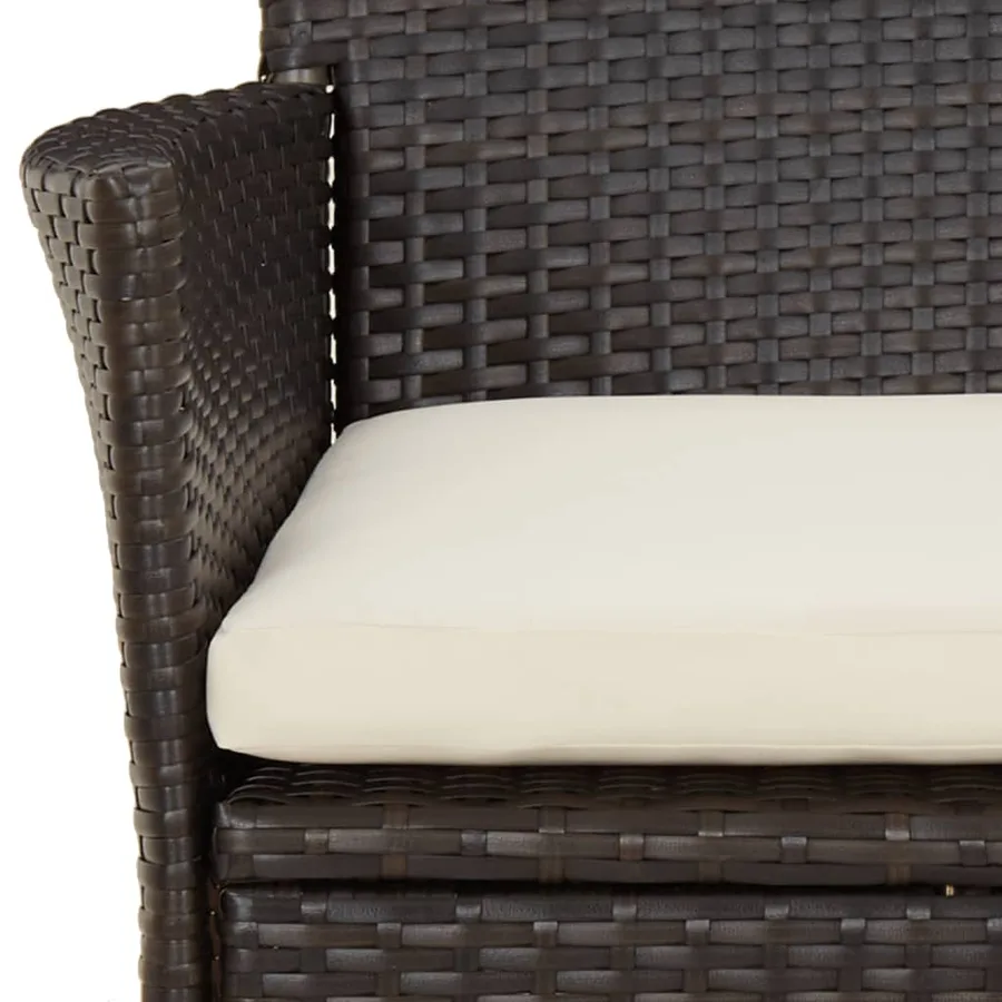 Ensemble à manger de jardin et coussins 9 pcs marron poly rotin - 6