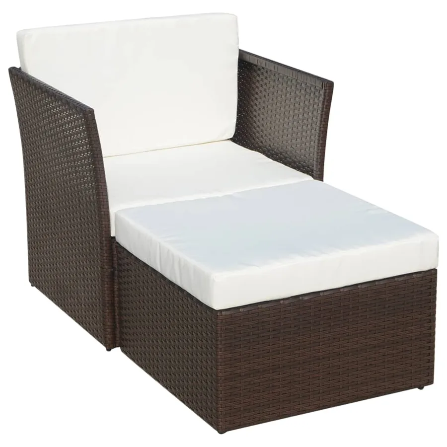 Chaise de jardin avec tabouret Marron Résine tressée - 3