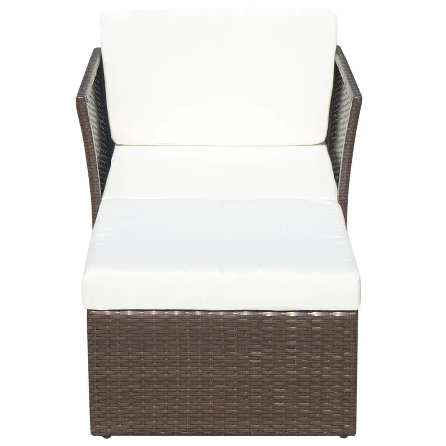 Chaise de jardin avec tabouret Marron Résine tressée - 4