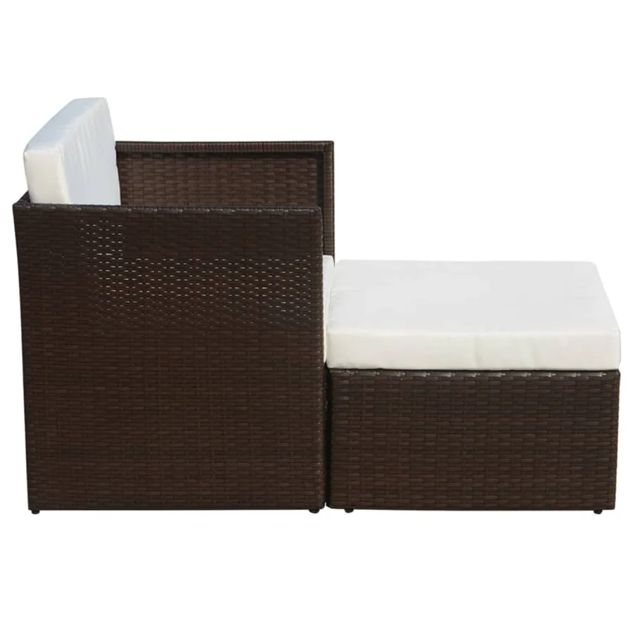Chaise de jardin avec tabouret Marron Résine tressée - 5
