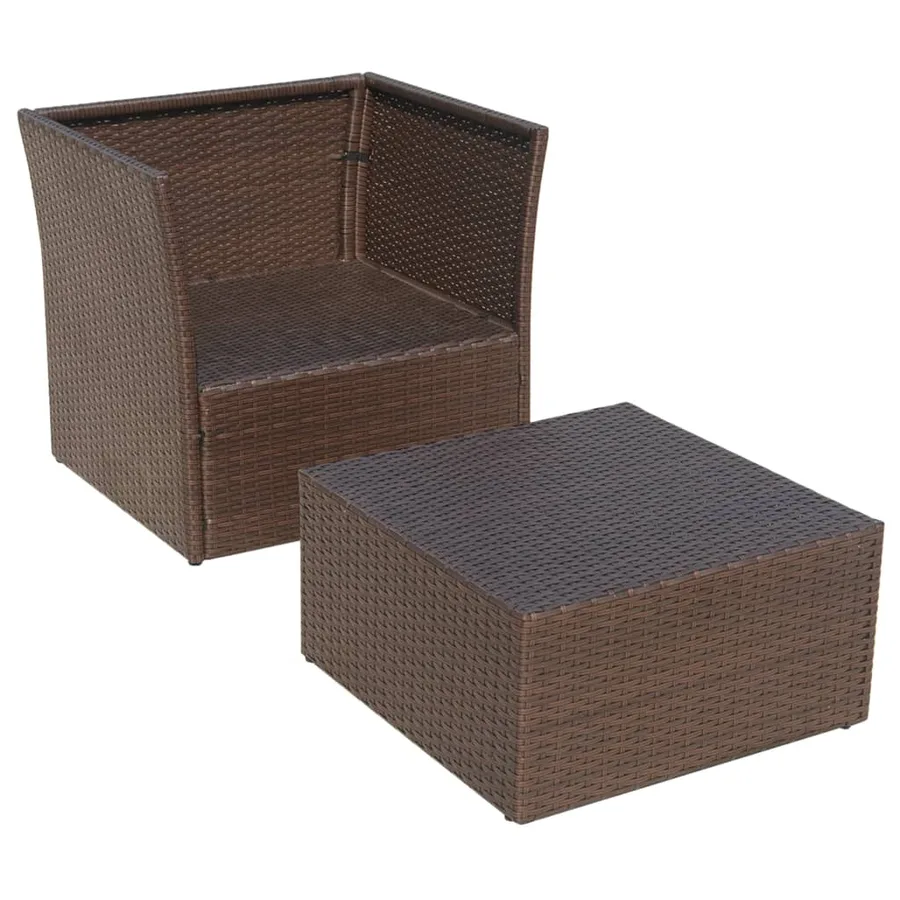 Chaise de jardin avec tabouret Marron Résine tressée - 8