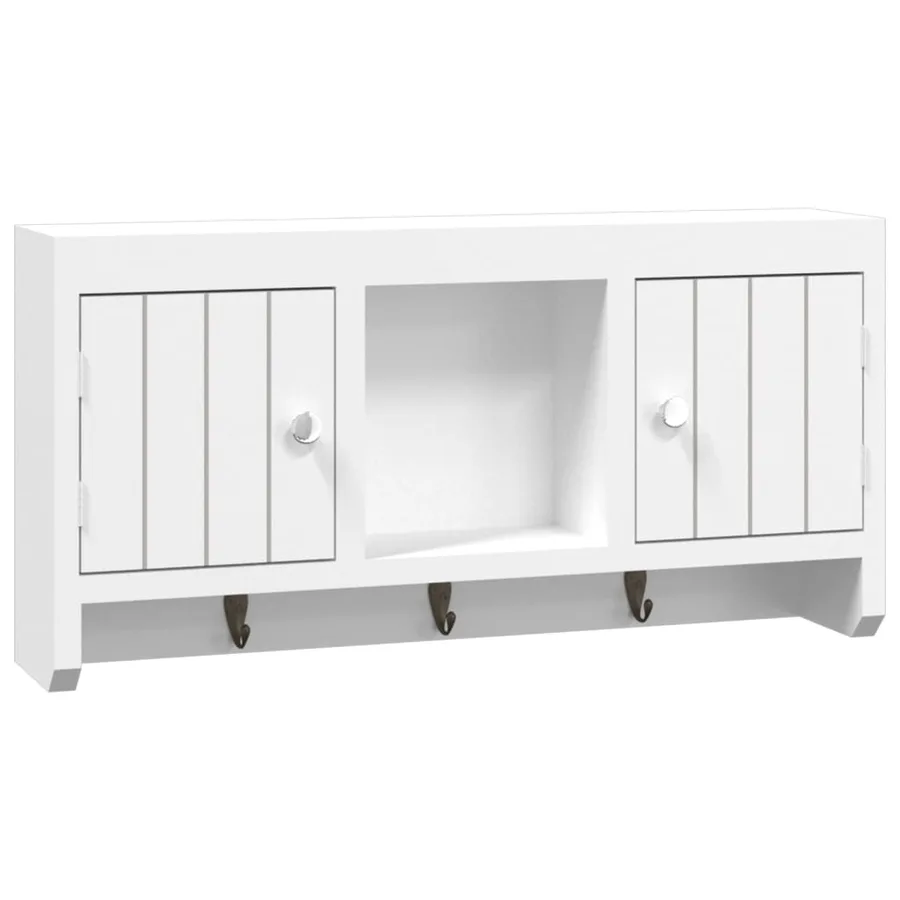Armoire à clés Blanc 40x8,5x20 cm Bois d'ingénierie et acier - 2