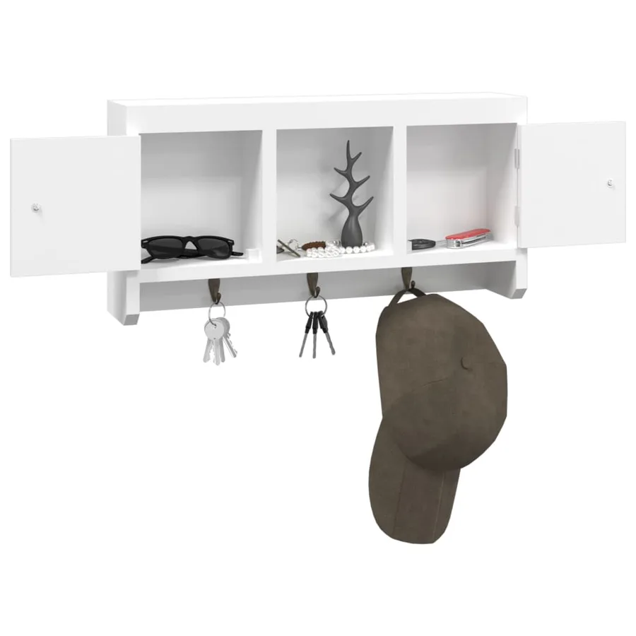Armoire à clés Blanc 40x8,5x20 cm Bois d'ingénierie et acier - 4