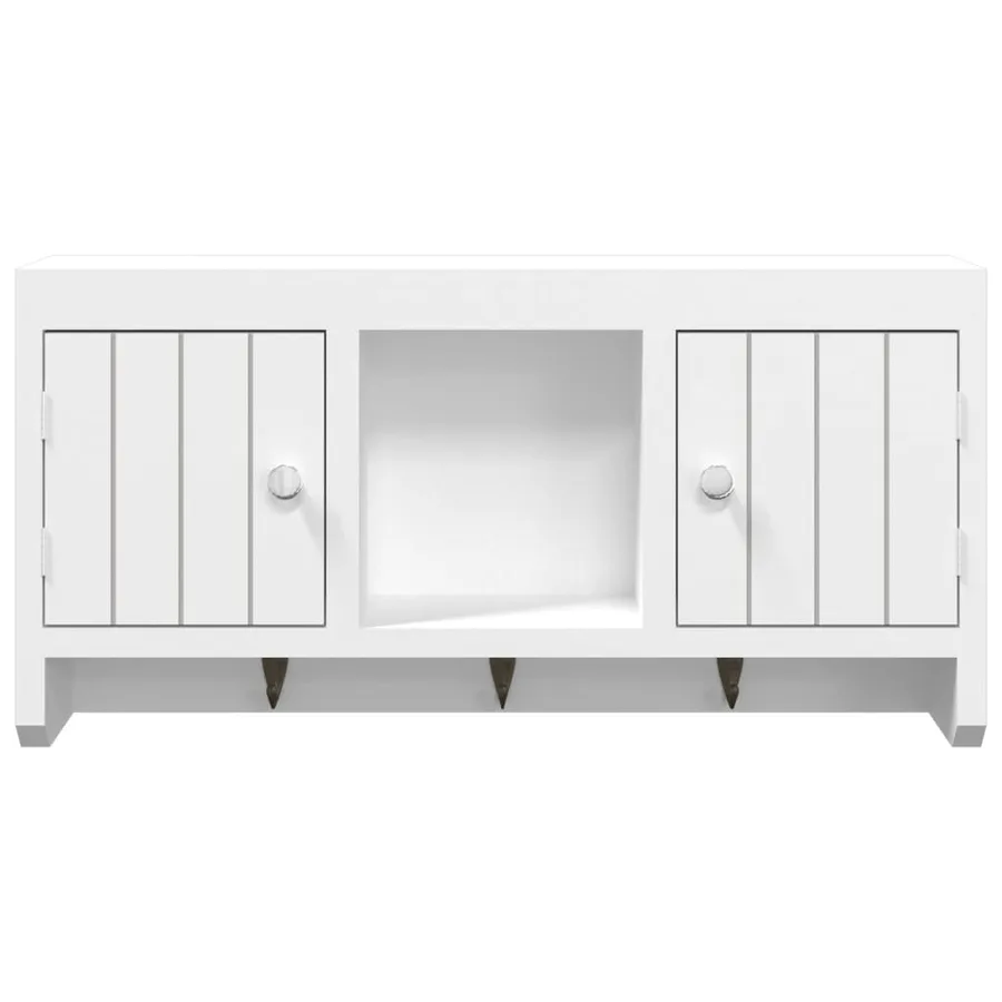 Armoire à clés Blanc 40x8,5x20 cm Bois d'ingénierie et acier - 5
