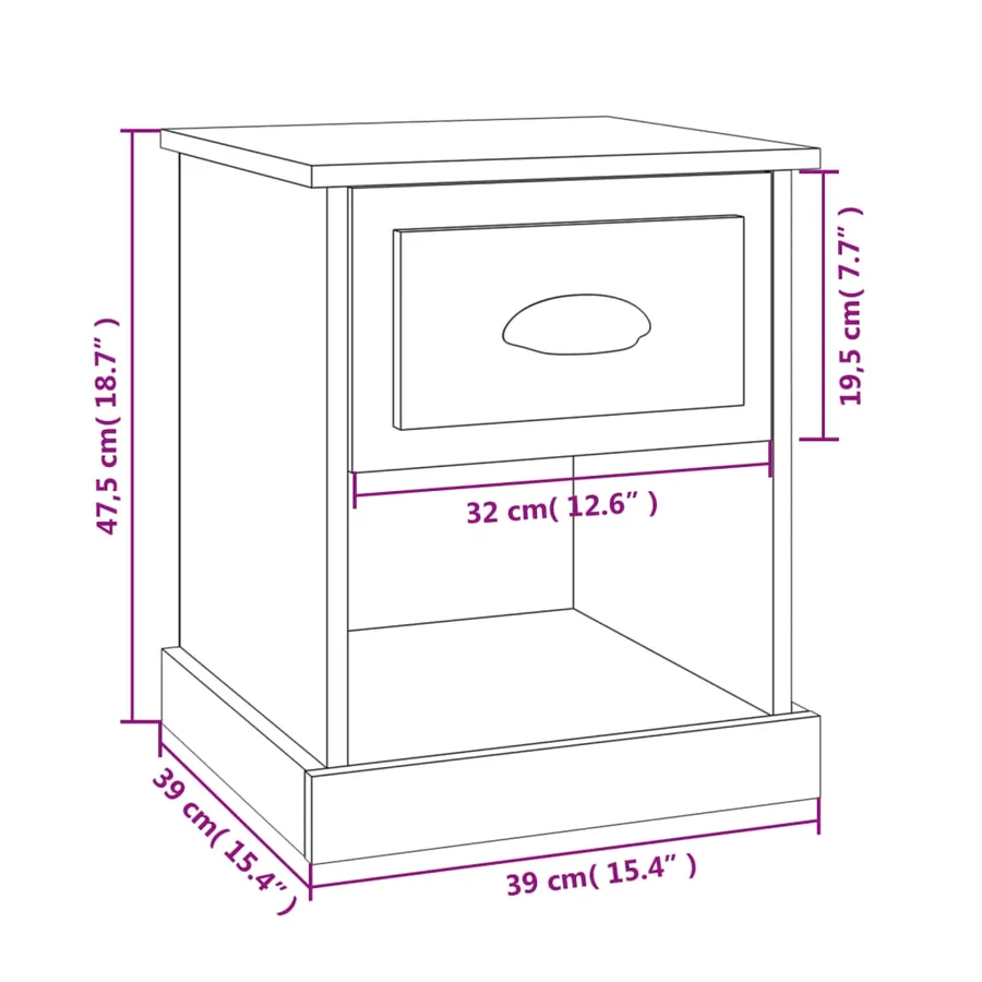 Table de chevet noir 39x39x47,5 cm bois d’ingénierie - 10