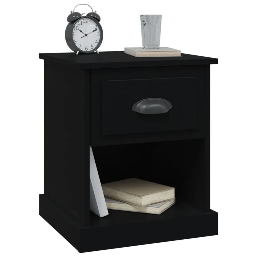 Table de chevet noir 39x39x47,5 cm bois d’ingénierie - 4