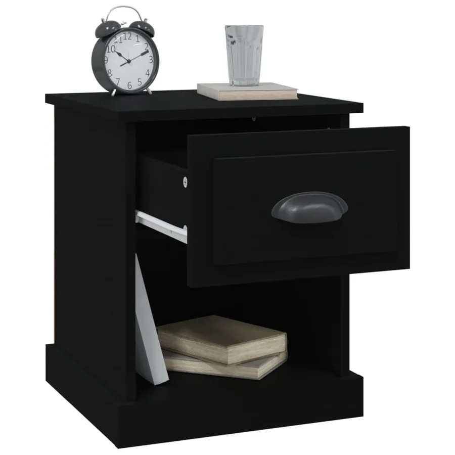 Table de chevet noir 39x39x47,5 cm bois d’ingénierie - 5