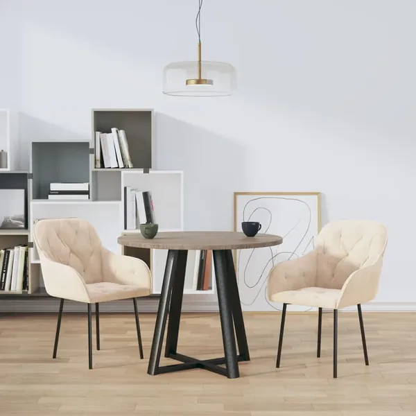Chaises à manger lot de 2 Crème Velours