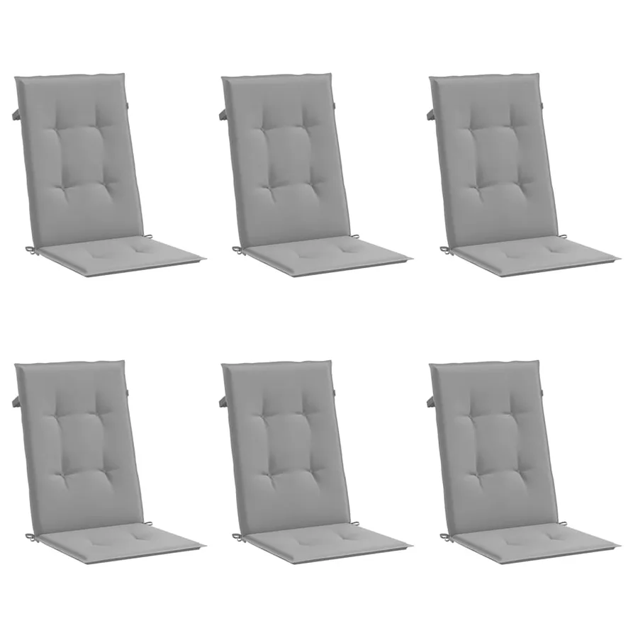 Coussins de chaise de jardin à dossier haut lot de 6 gris tissu - 3