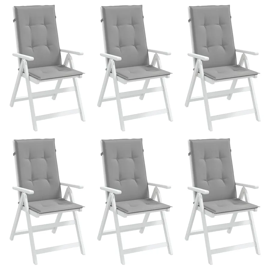 Coussins de chaise de jardin à dossier haut lot de 6 gris tissu - 4