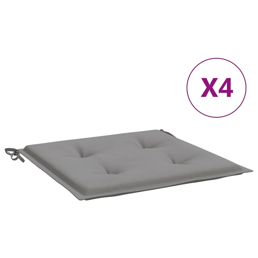 Coussins de chaise de jardin lot de 4 gris 40x40x4 cm - 2