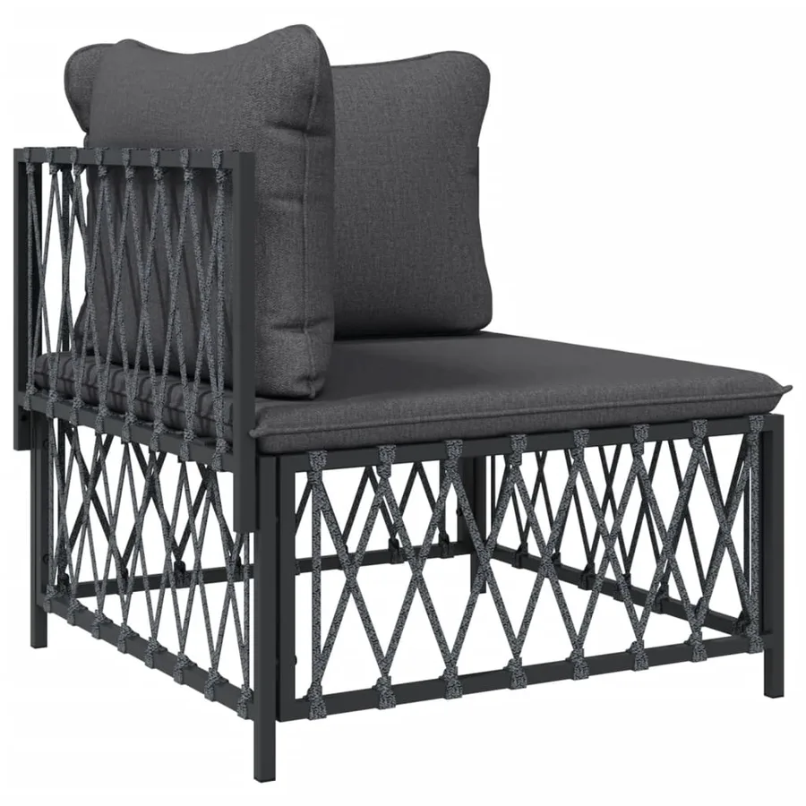 Salon de jardin avec coussins 5 pcs anthracite acier - 4
