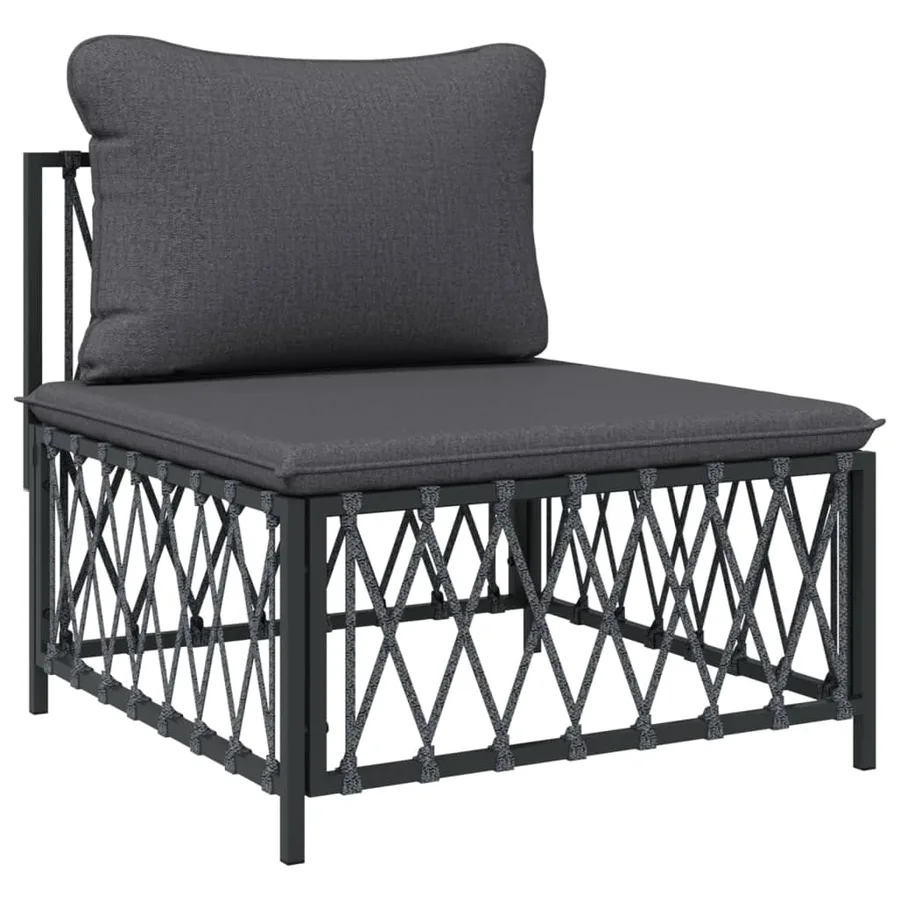 Salon de jardin avec coussins 5 pcs anthracite acier - 5