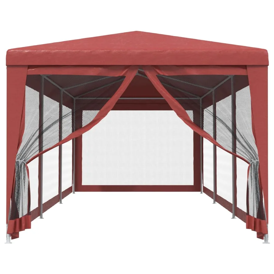 Tente de fête avec 8 parois latérales en maille Rouge 3x9m PEHD - 3