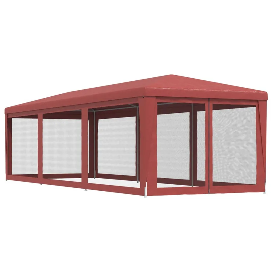 Tente de fête avec 8 parois latérales en maille Rouge 3x9m PEHD - 5