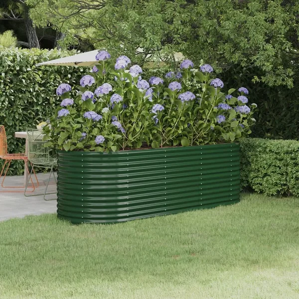 Lit surélevé de jardin Acier galvanisé 224x80x68 cm Vert