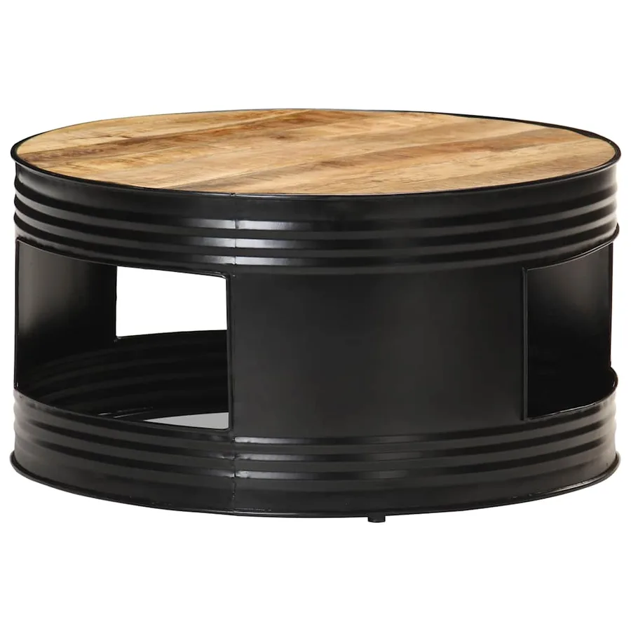 Table basse Noir 68x68x36 cm Bois massif de manguier brut - 10