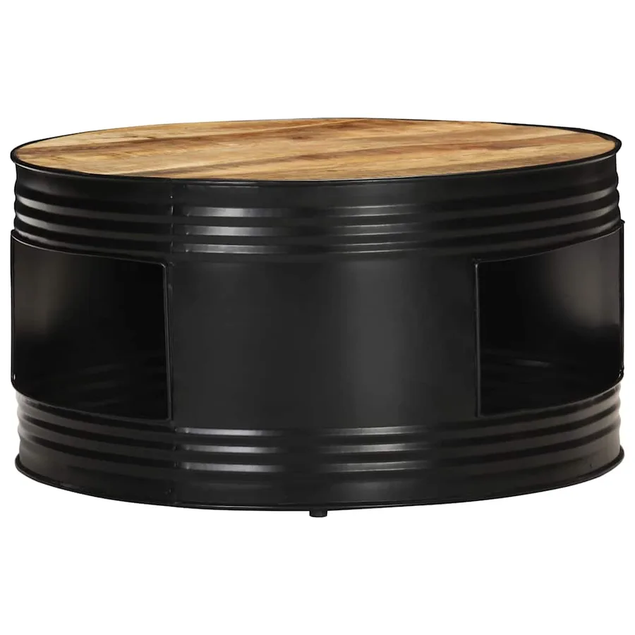 Table basse Noir 68x68x36 cm Bois massif de manguier brut - 2