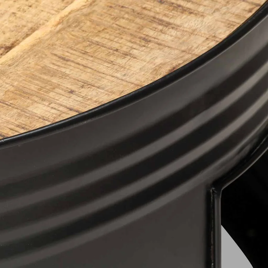 Table basse Noir 68x68x36 cm Bois massif de manguier brut - 4