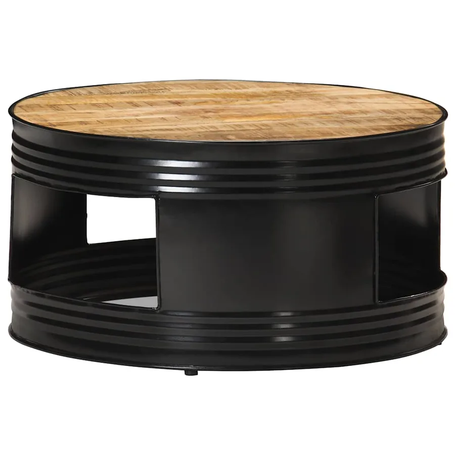 Table basse Noir 68x68x36 cm Bois massif de manguier brut - 7