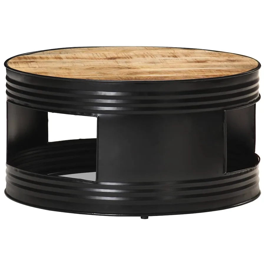 Table basse Noir 68x68x36 cm Bois massif de manguier brut - 9