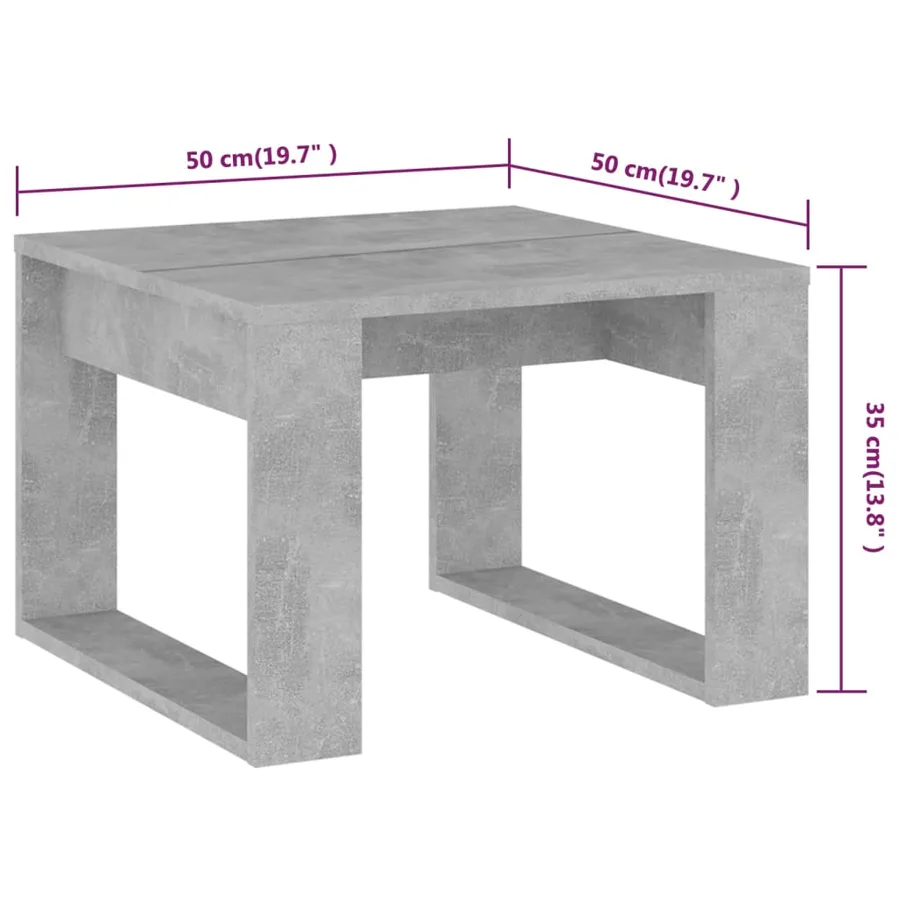 Table d'appoint Gris béton 50x50x35 cm Bois d’ingénierie - 8