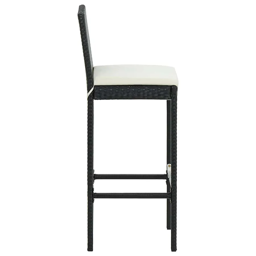 Ensemble de bar de jardin 3 pcs et coussins Résine tressée Noir - 13