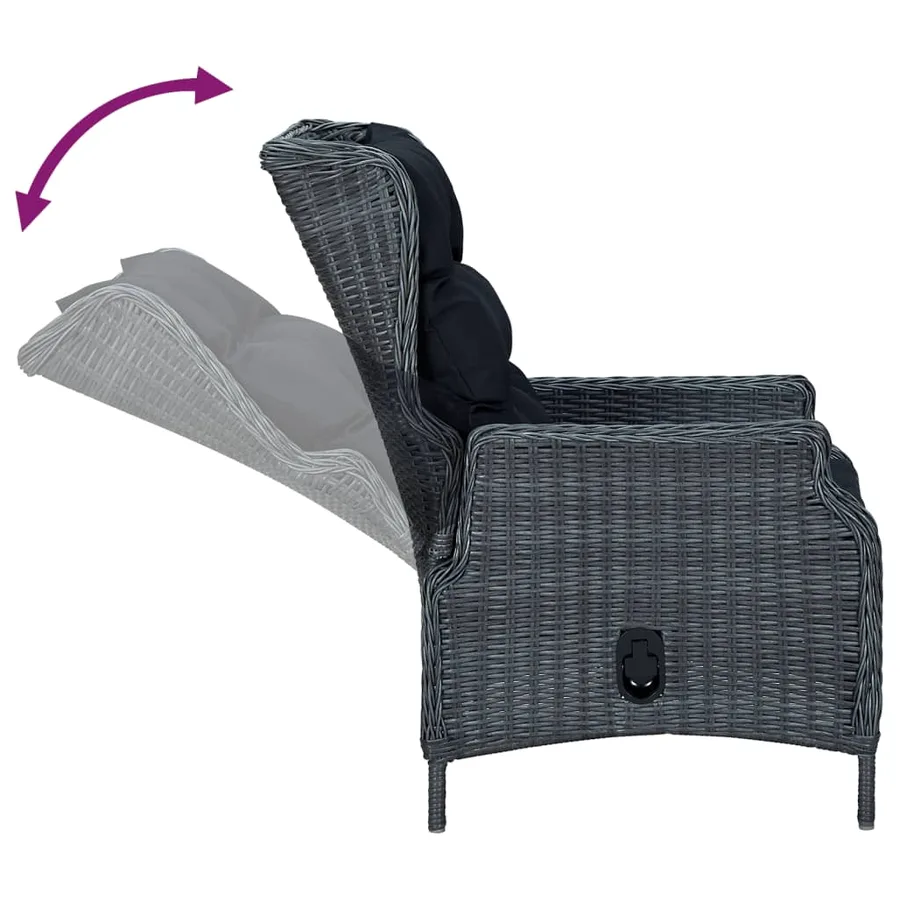Ensemble à manger de jardin 7 pcs Gris foncé Résine tressée - 6