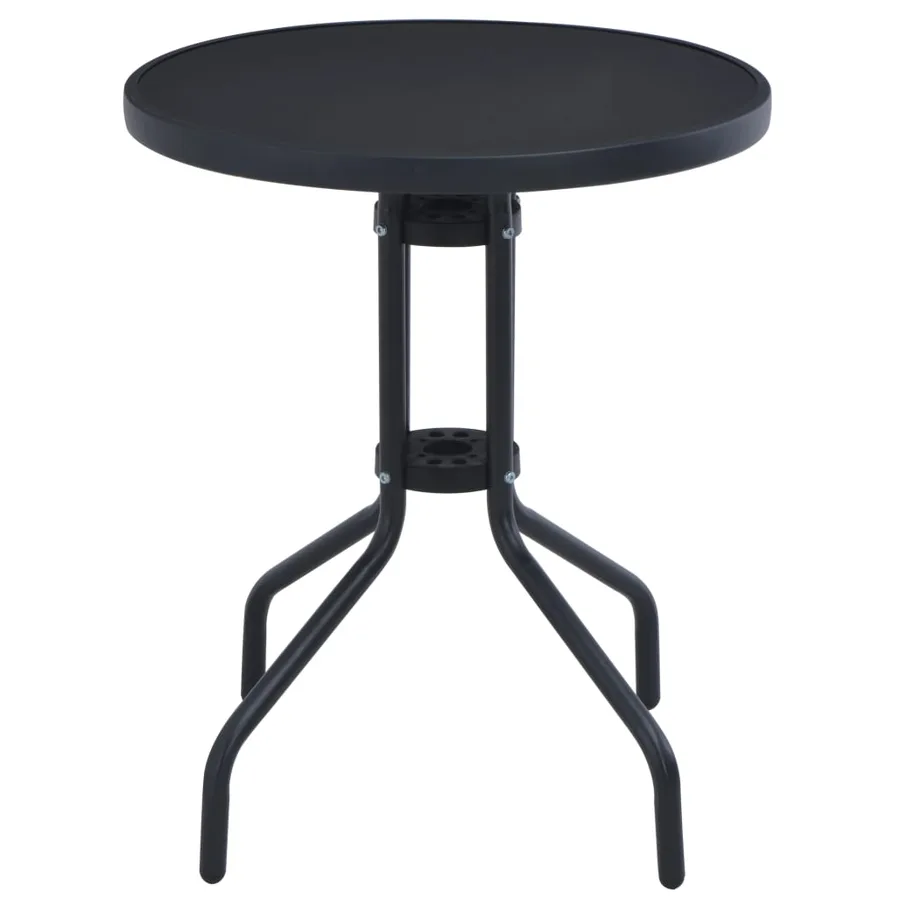 Table de jardin Noir 60 cm Acier et verre - 2
