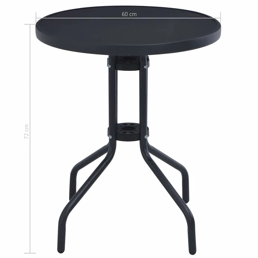 Table de jardin Noir 60 cm Acier et verre - 4