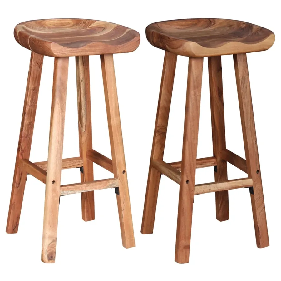 Tabourets de bar lot de 2 bois d'acacia massif - 2
