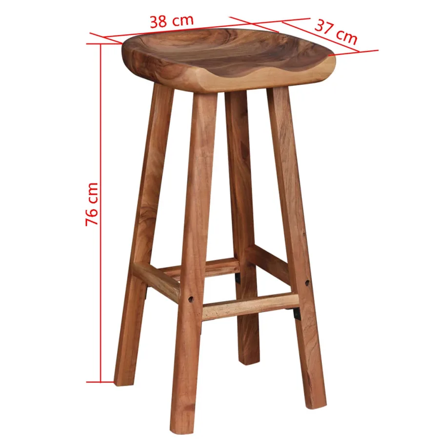 Tabourets de bar lot de 2 bois d'acacia massif - 9